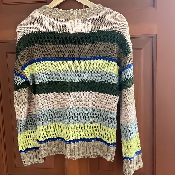 Anthropologie Harlyn Stitched & Striped Pullover Open Knit Sweater S - Picture 5 of 6